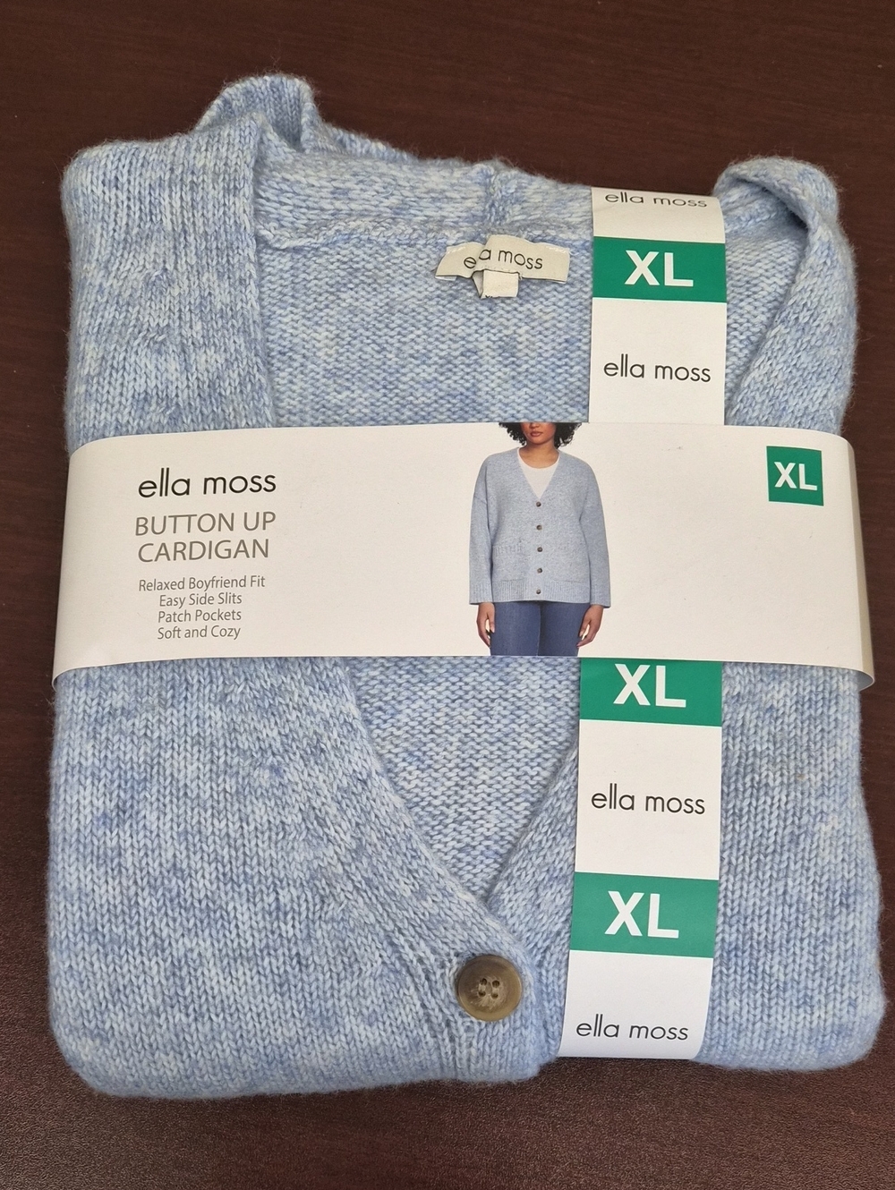 Ella Moss Light Blue Knit Button-Up Cardigan Size XL